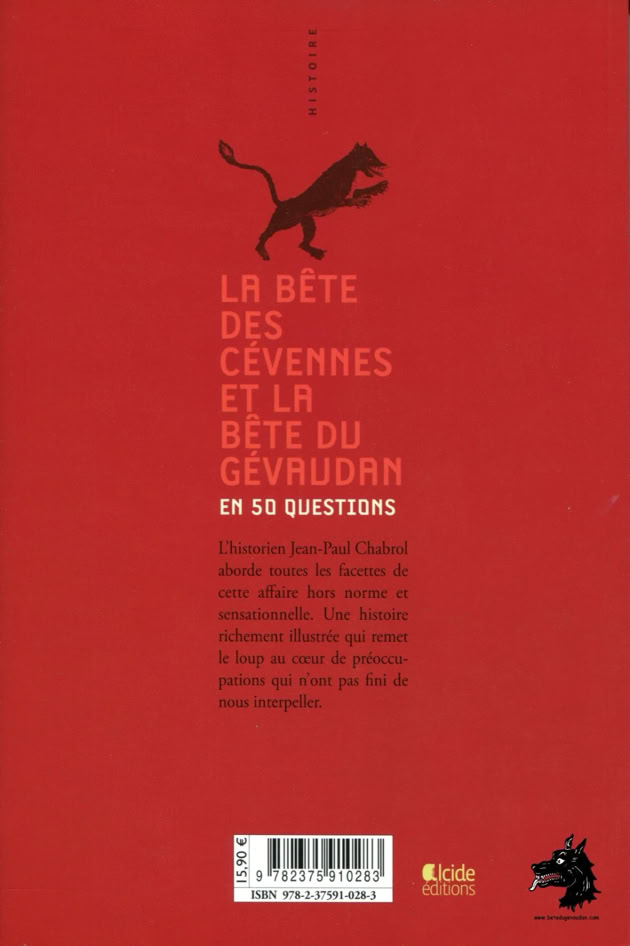 Book Jean-Paul Chabrol - The Beast of the Cevennes and the Beast of Gévaudan in 50 questions - 2018