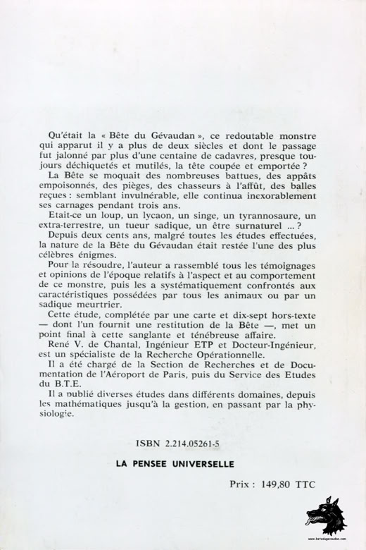 René de Chantal La fin d’une énigme, la Bête du Gévaudan