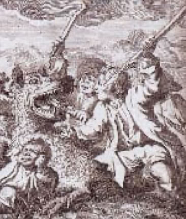The fight of the young Portefaix against the Beast of Gévaudan