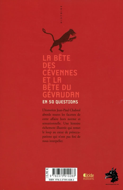 Livre Jean-Paul Chabrol - La Bête des Cévennes et la Bête du Gévaudan en 50 questions