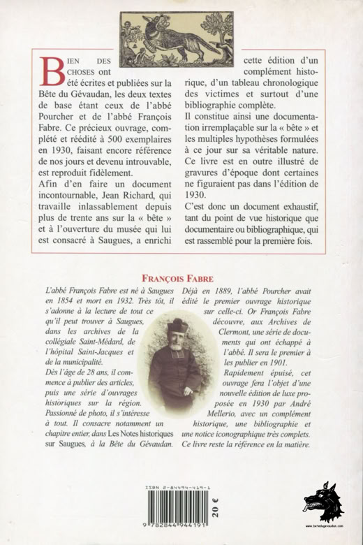 Livre François Fabre - La Bête du Gévaudan