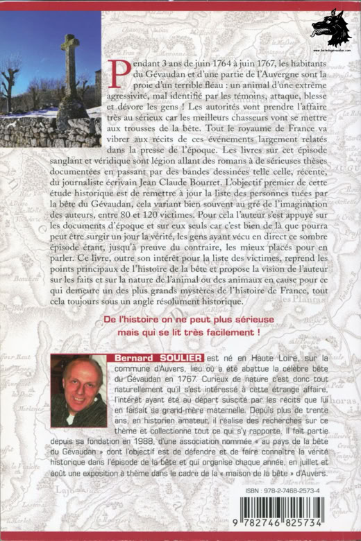 Livre Bernard Soulier - Sur les traces de la Bête du Gévaudan et de ses victimes