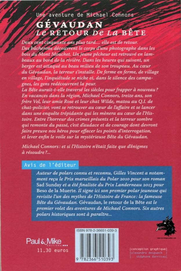 Livre Roman Gilles Vincent - Le retour de la Bête du Gévaudan