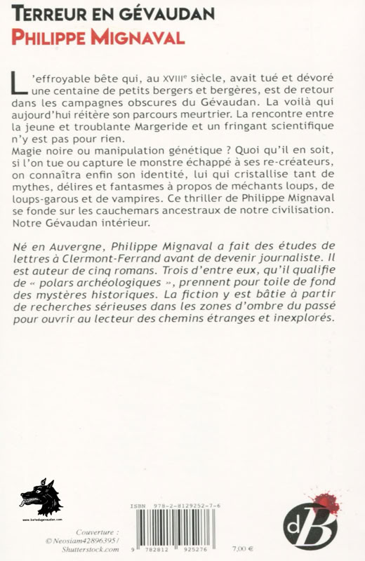 Livre Philippe Mignaval - Terreur en Gévaudan