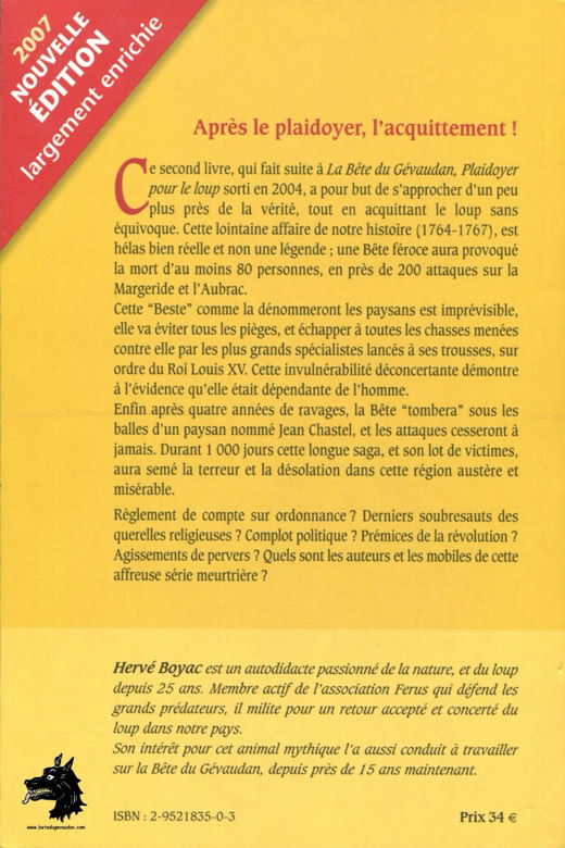 Book Hervé Boyac - The Beast of Gévaudan, the wolf acquitted at last! 2013