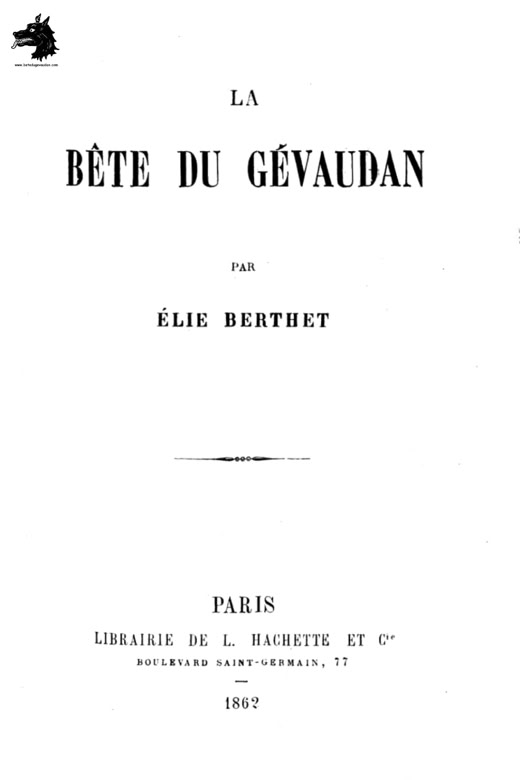 Book from Élie Berthet - The Beast of Gévaudan 1858